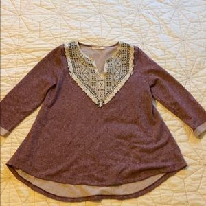 Purple Sweater With Lace Detail